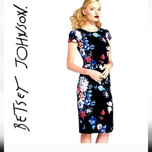 Betsey Johnson - black with beautiful multicolor floral print dress